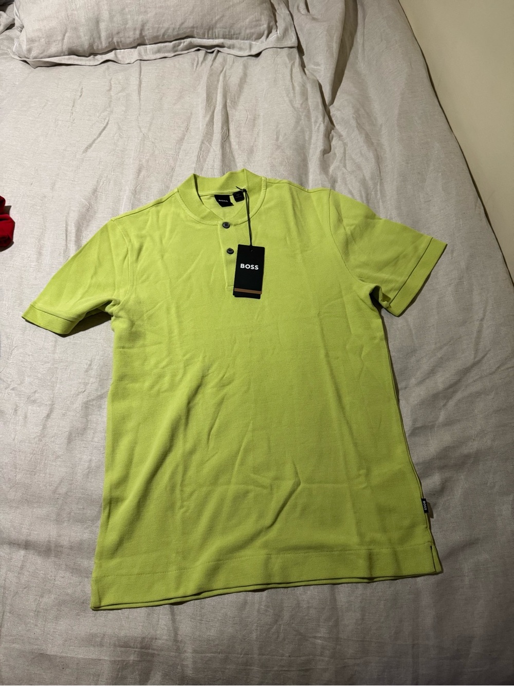 BOSS Hugo Boss H-Pratt 120 Men’s Lime Green Henley Polo Shirt Size S Nwt